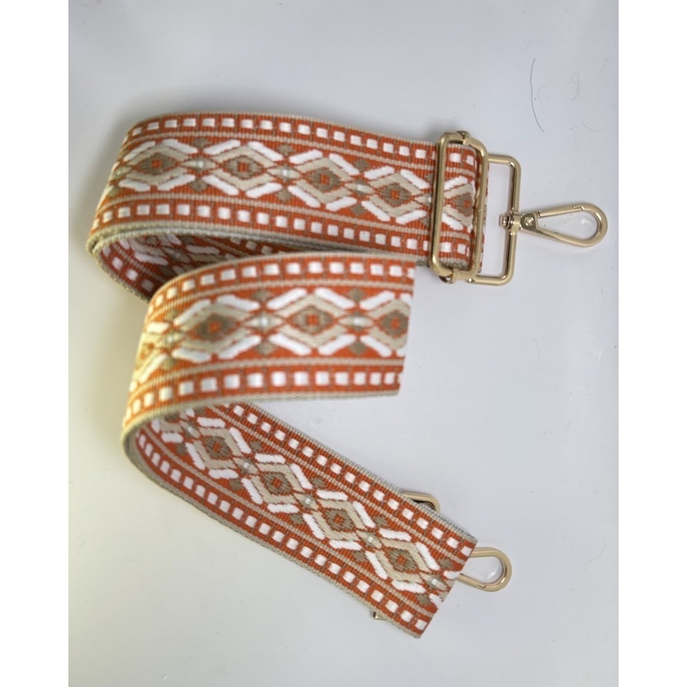 Orange/Multi Adjustable Replacement Purse Crossbody Strap Bundle W/Gold Hardware - Picture 2 of 4